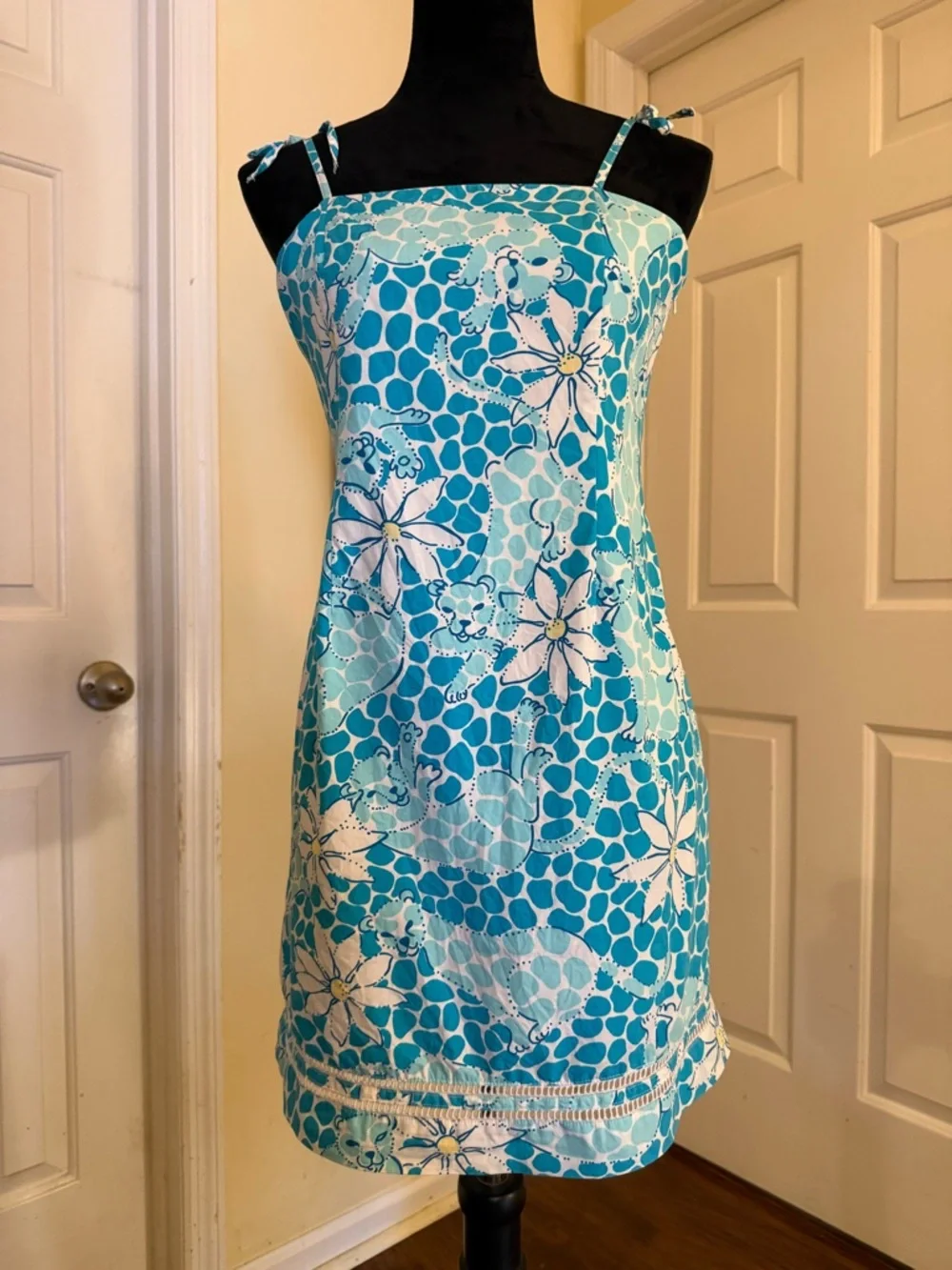 Lilly Pulitzer Tiger Lily Girls Dress Size 14 | Blue Floral Cotton Sundress